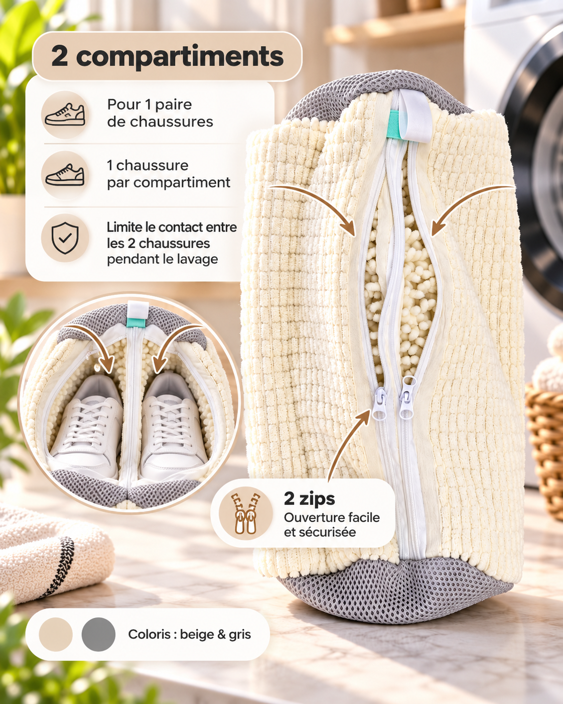 Sac à chaussures KLEANS CARE avec une chaussure par compartiment